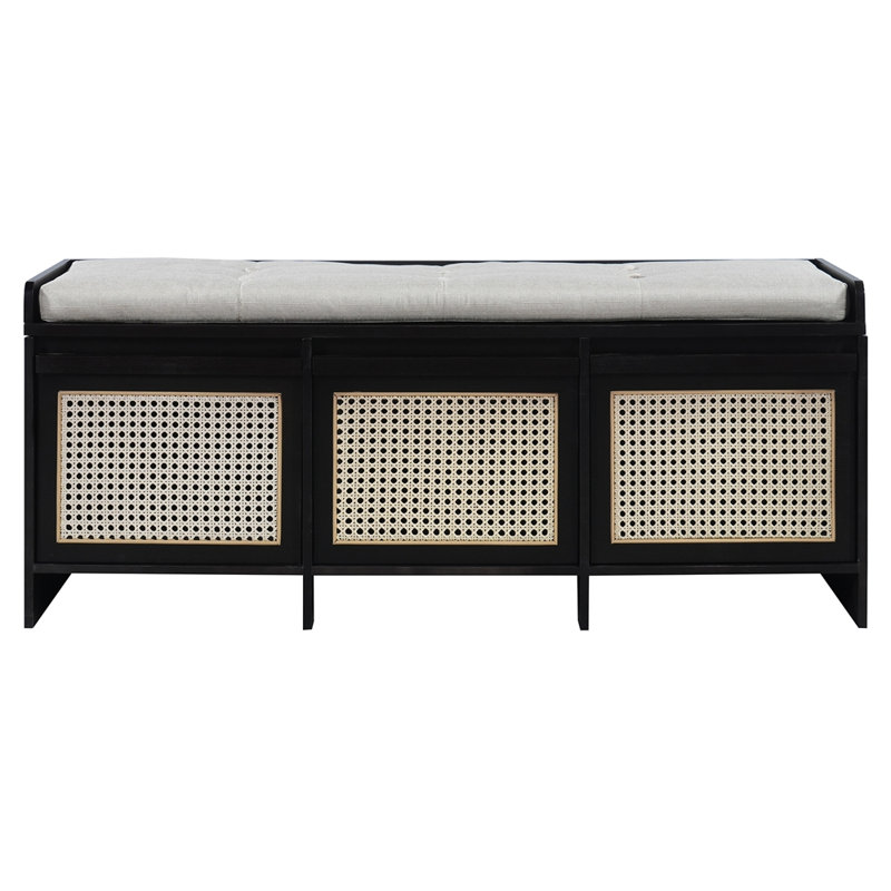 Banc de rangement pour chaussures 48 ", banc de rangement rétro, Noir, Noir