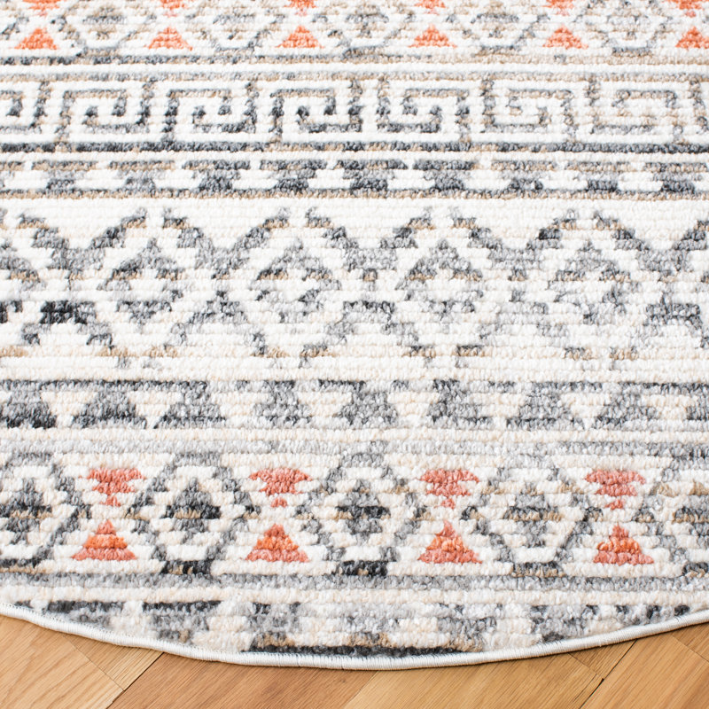Ulloa Southwestern Ivory/Dark Grey Area Rug, Round 6'