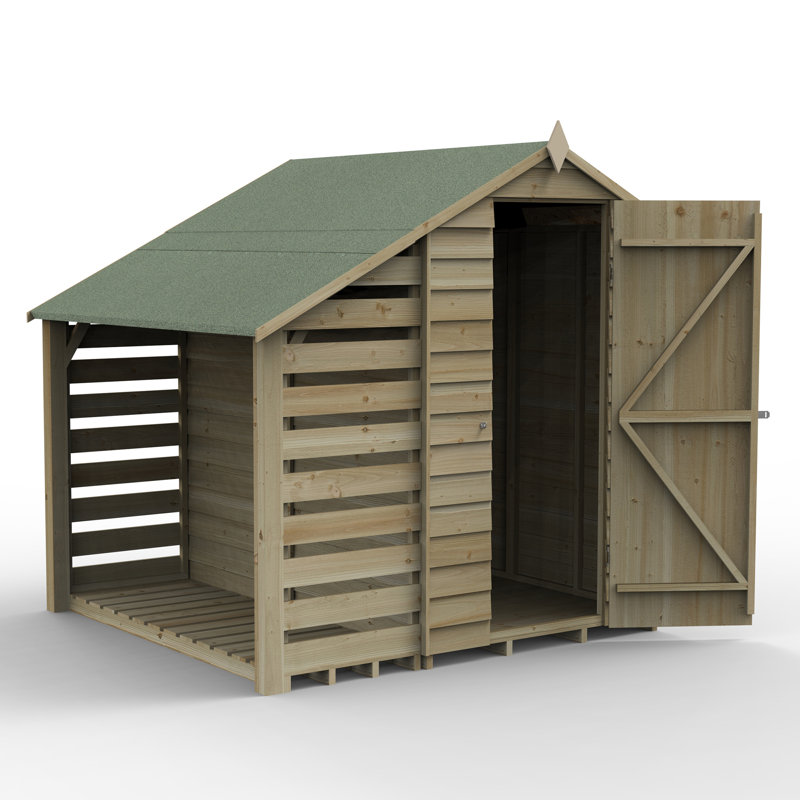 Overlap Pressure Treated 4 x 6 Apex Shed No Window with Lean to, Yes