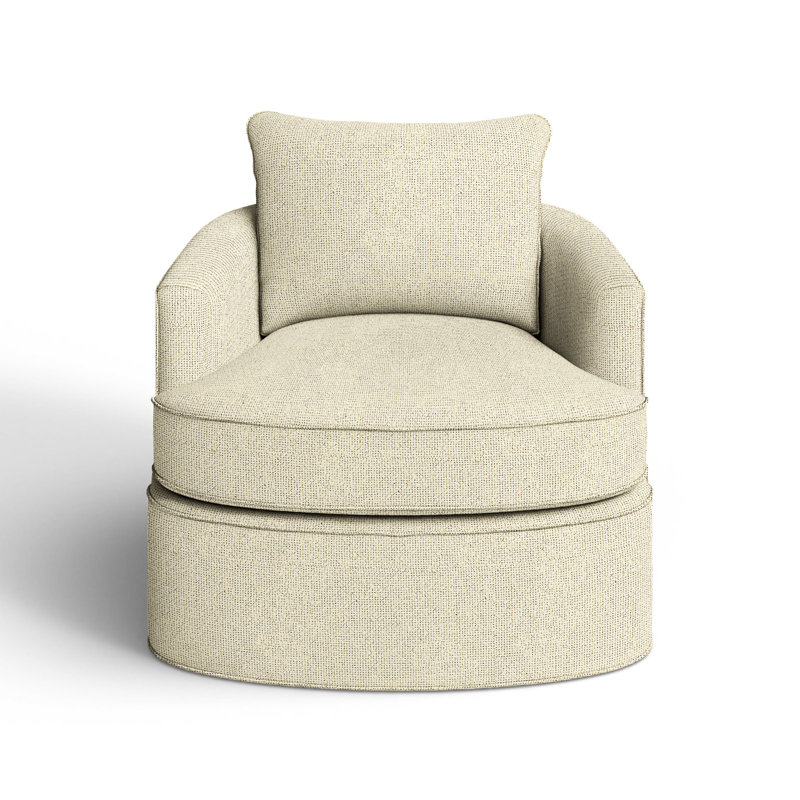 Mills Upholstered Swivel Barrel Chair, Ida Beige