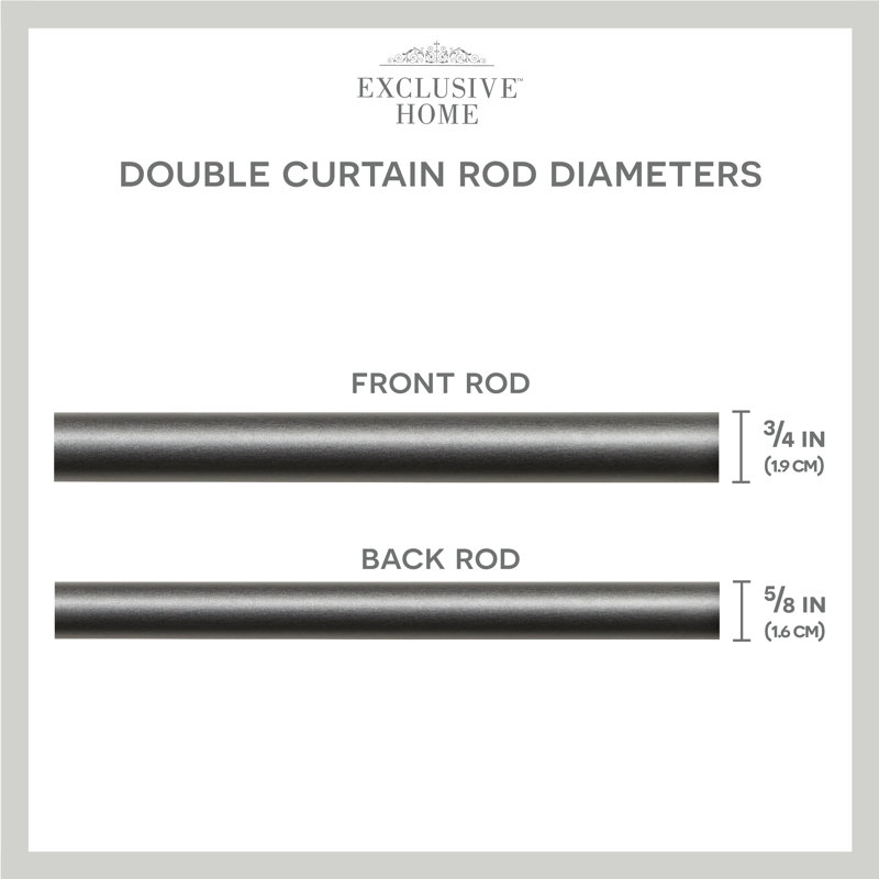 Gunmetal Double Curtain Rod with Twisted Iron Finials, 36"-72"