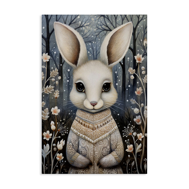 "Woodland White Rabbit", art mural par The Dutch Lady, H 24 po x l 16 po