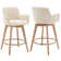 Lovetro Swivel Full Back Arms Upholstered 25.8"H Counter Stool with Solid Rubberwood Frame and Gold Footrest