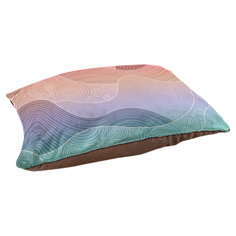 Coussin pour chien Byrge, Très grand (l 52 po x P 42 po x H 17 po), Mauve / brun / bleu