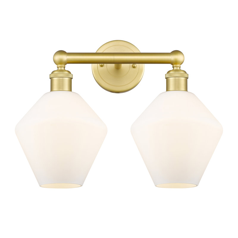 Éclairage pour meuble-lavabo à intensité variable 2 lumières Amylea, Boîtier blanc mat, Or satiné