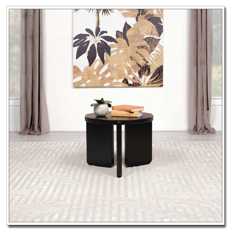 Harrison Black Round Solid Wood End Table