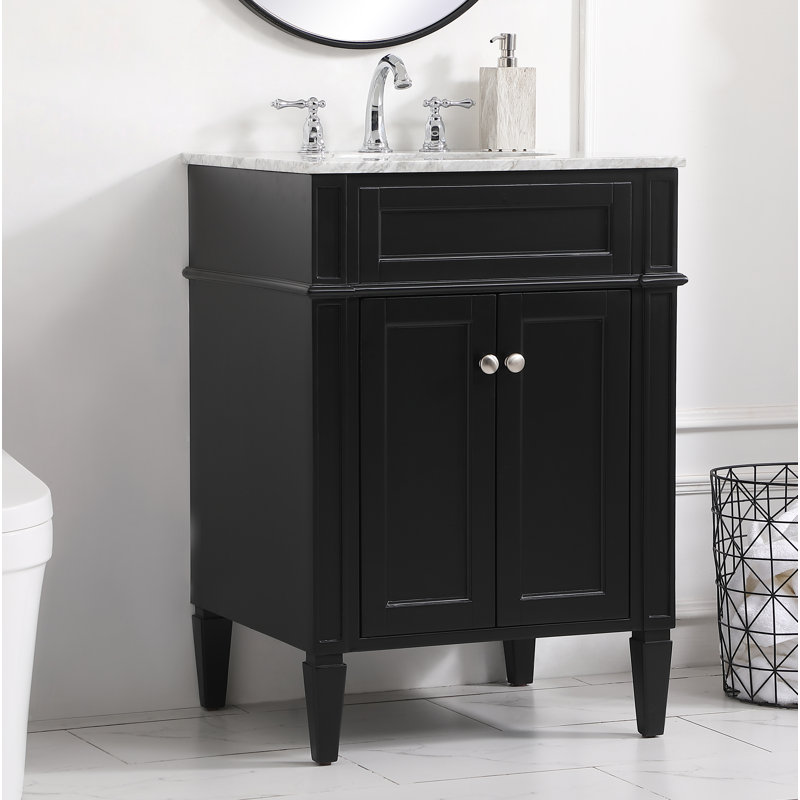 Rivers 24'' Single Bathroom Vanity with Marble Top, Black