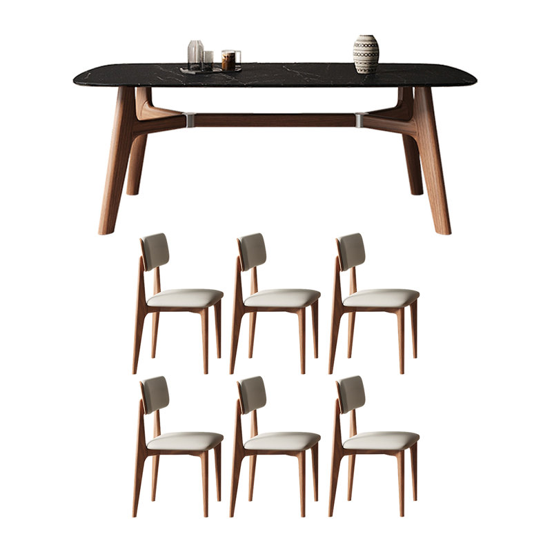 Modern and simple walnut colour dining table set, Noir, H 29,92 po x L 70,86 po x l 35,43 po