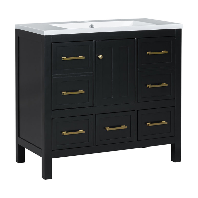 Meuble-lavabo de qualité supérieure avec rangement abondant et fabrication durable, Noir