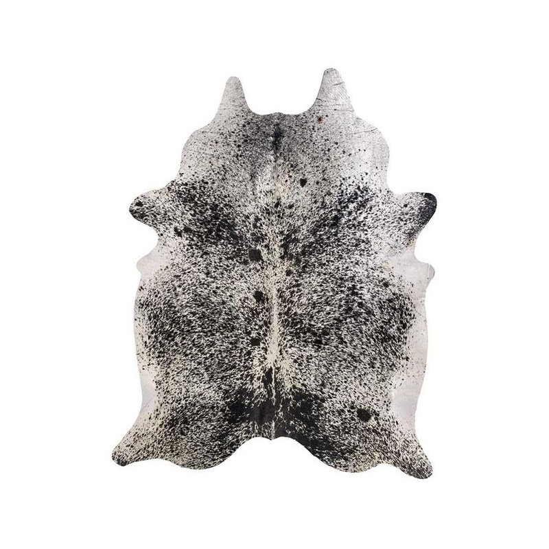 Tapis noir et blanc 5 pi x 7 pi en peau de vache
