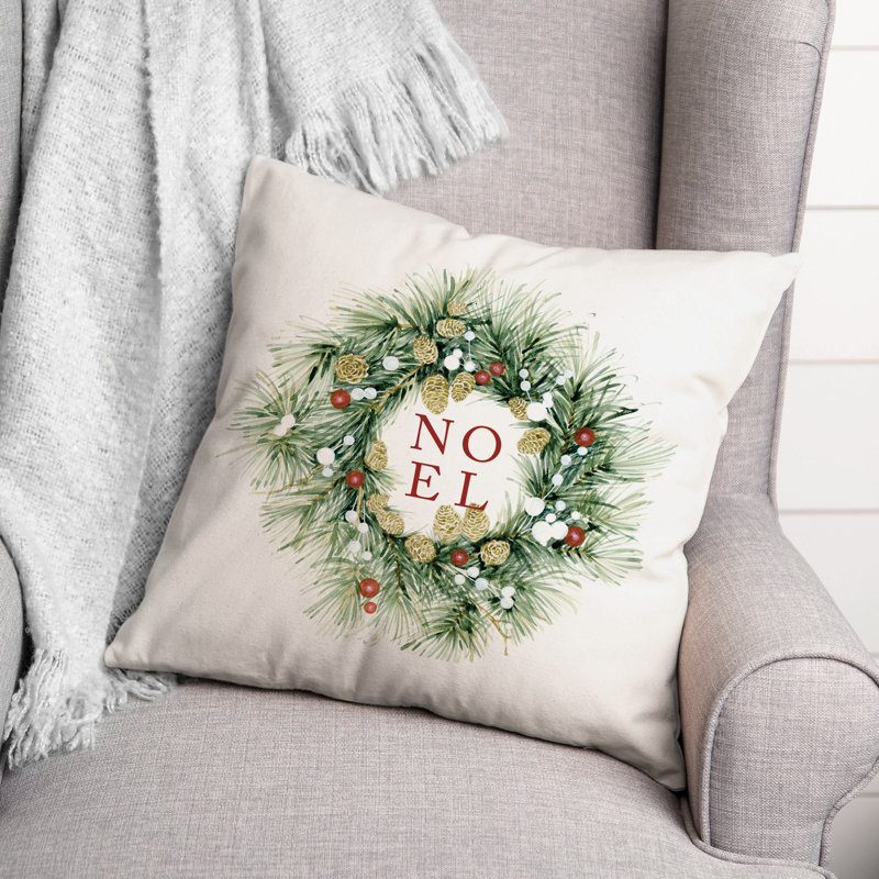 Noel Wreath Throw Pillow, 20" x 20"