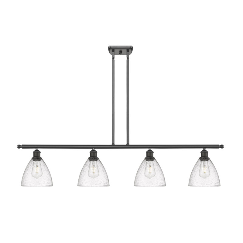 Luminaire suspendu linéaire à 4 lumières pour îlot de cuisine Amazin, H 43,75 po x l 48 po x P 7,5 po, DEL, Bronze huilé
