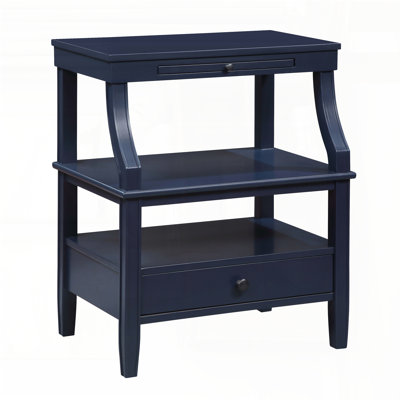 Table de chevet avec plateau de rangement escamotable - Bleu nuit