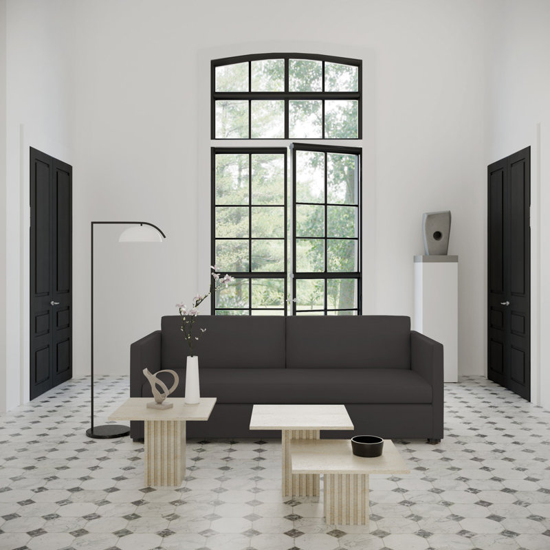 Canapé Madison, H 33 po x l 96 po x P 41 po, Ébène, Cuir vieilli noir Jack
