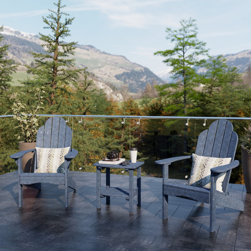 Classic 3-Piece Adirondack Set with Side Table, Patriot Blue