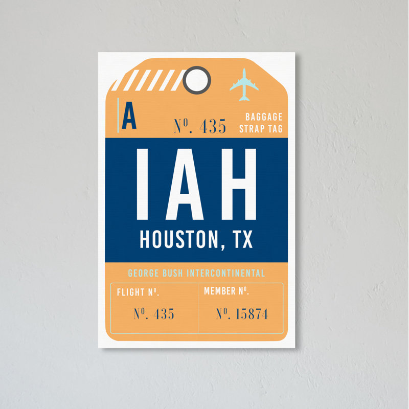 Étiquette à bagage houston-impression d’art textuel, H 36 po x l 24 po x P 1,5 po, Toile tendue