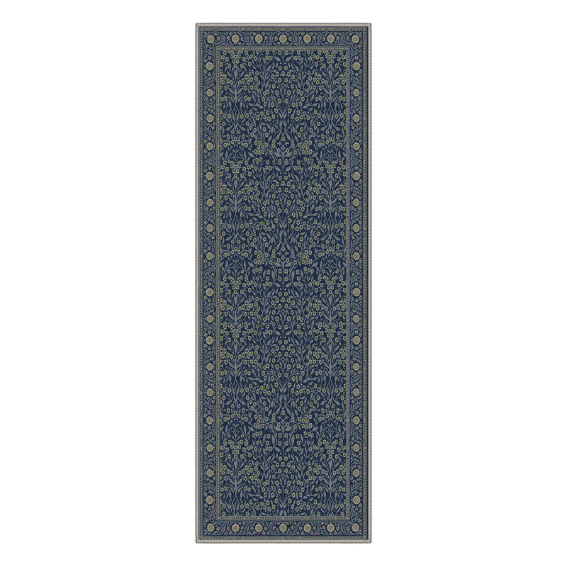 Tapis bleu / vert Allendale Aria, Tapis de couloir 2 pi 6 po x 8 pi
