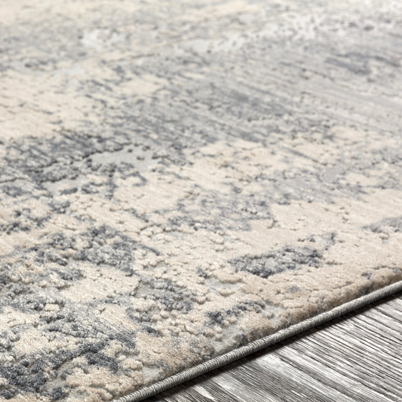 Hobert Abstract Ivory/Gray Area Rug, Rectangle 7'10" x 10'3"