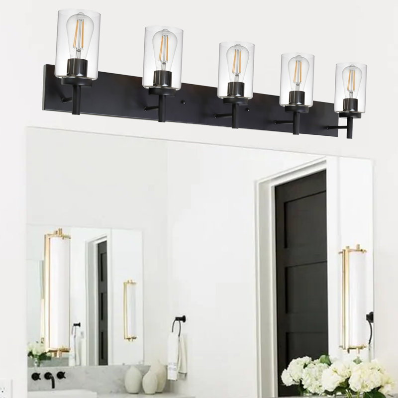 Éclairage pour salle de bain 5 lumières à intensité variable Phanto, Noir
