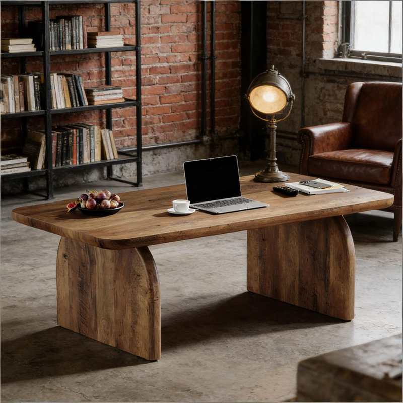 Table polyvalente moderne tout en bois - Table basse / thé spacieuse avec structure stable en forme de H | Table d'ordinateur pour la maison et le bureau