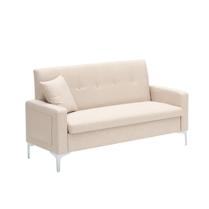 Causeuse capitonnée en velours avec rangement 57 po, Gray