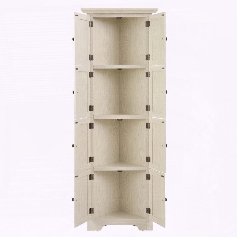 4-Tier 72" Corner Kitchen Pantry Storage Cabinet, Beige