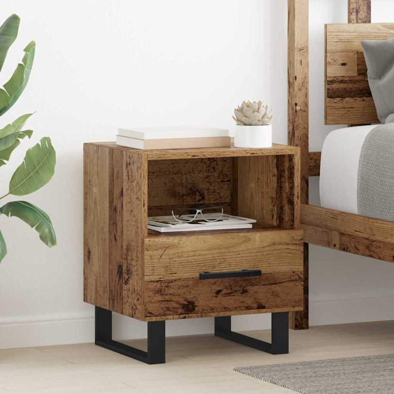 40cm W Manufactured Wood Bedside Table, Old Wood