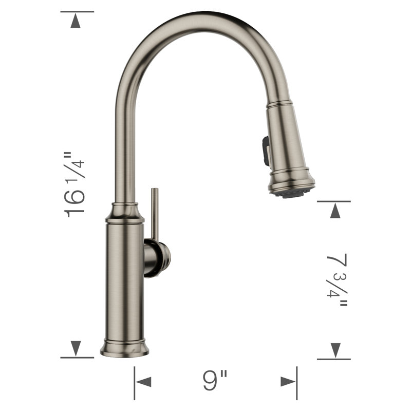 Robinet de cuisine à double jet Empressa High Arc - Satin Platinum, Satin Platinum