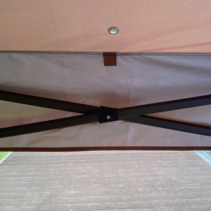 Pavillon de jardin escamotable 11X11FT, moustiquaire pour l'extérieur avec double toit et sacs de sable (brun), Brun
