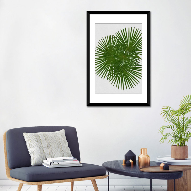 « fan palm », reproduction d’impression sur toile en vert, H 12 po x l 8 po x P 0,75 po, Toile tendue