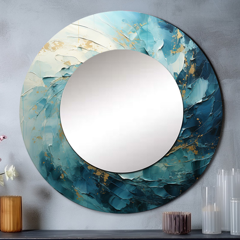 Spirals Celestial I - miroir mural unique en spirale abstraite, 29 po x 29 po, Rond