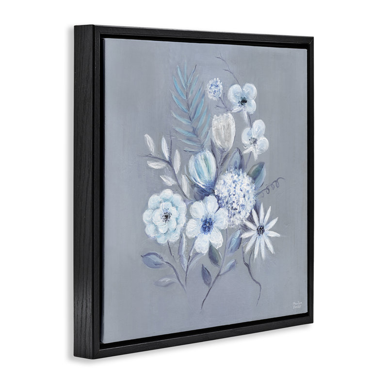 Cadre flottant à fleurs mixtes, design par Marilyn Dunlap, Cadre flottant noir de jais, H 18 po x l 18 po