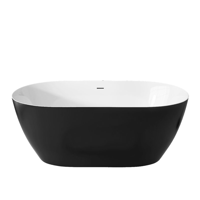 51'' x 27.5'' Freestanding Soaking Acrylic Bathtub, Black