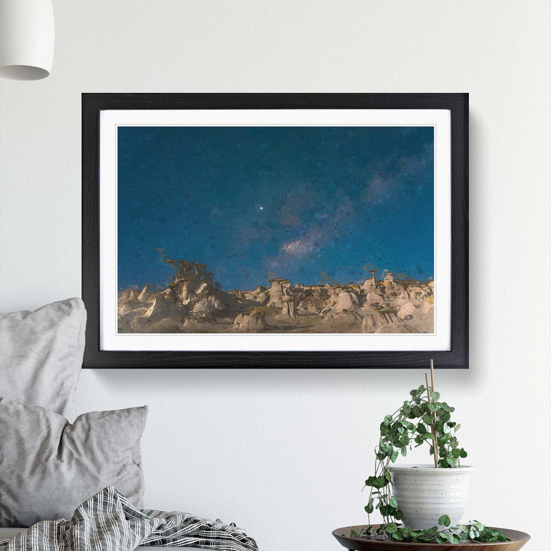 Stars over the Canyon - Picture Frame Graphic Art Print, 36cm H x 48cm W x 2cm D, Black Framed