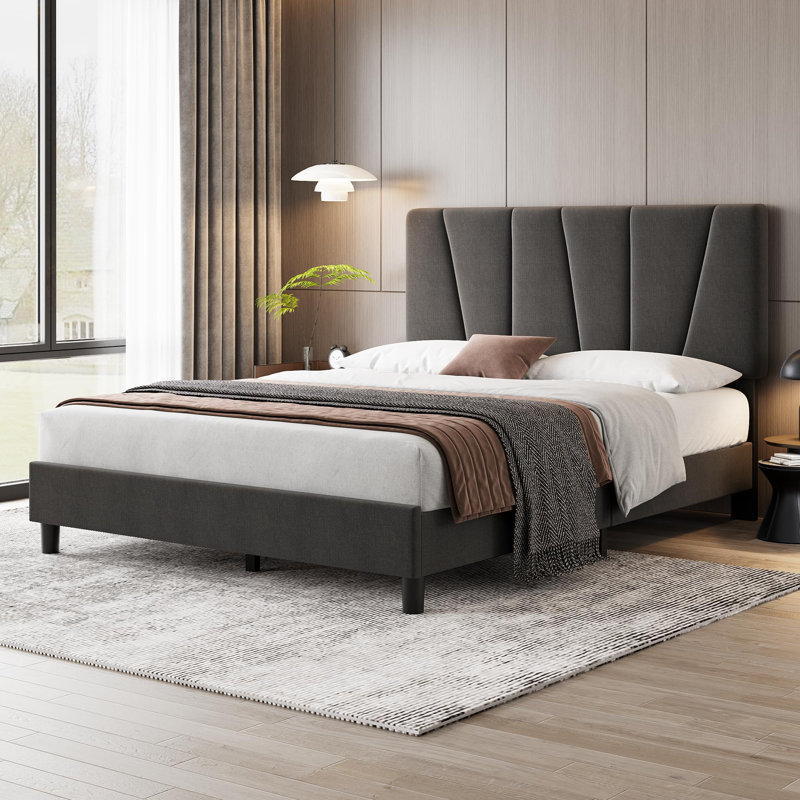Lit-bateau tapissier Watse, Grand, Gris foncé