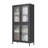 Classic Metal Storage Cabinet Display Cabinet With 4 Glass Doors 4 Shelves Cabinet  Bookcase Side Cabinet For Home Office Living Room Kitchen Hallway - Black