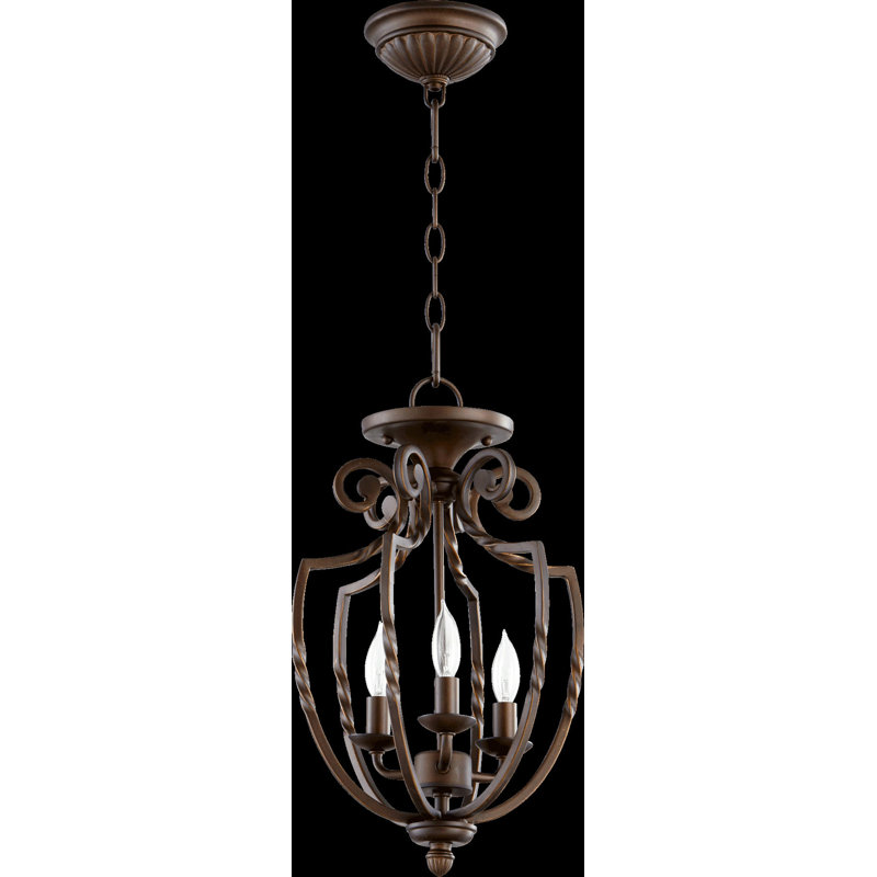 Luminaire suspendu géométrique 3 lumières lanterne Brisa, Bronze huilé