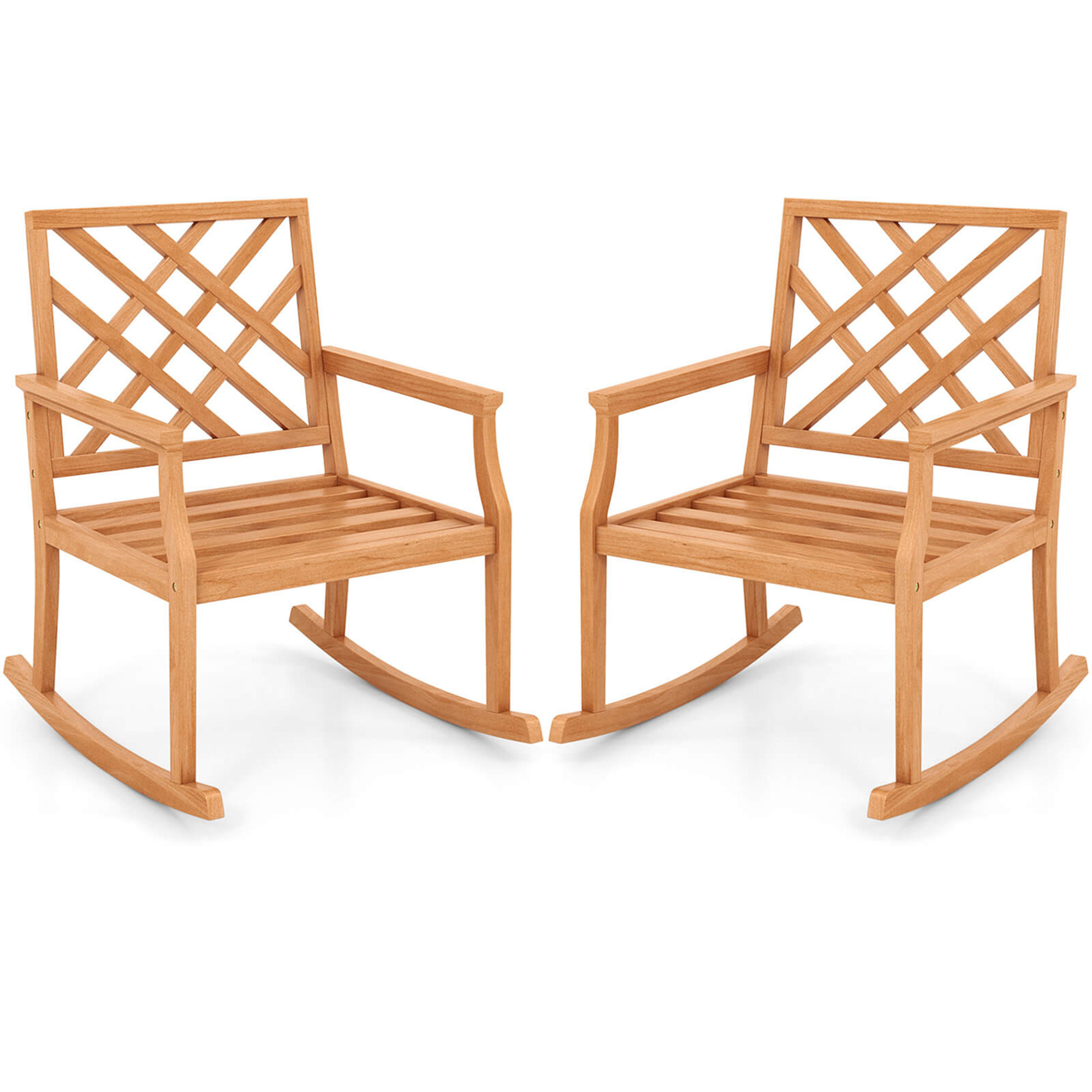 Lark Manor™ 2 Pcs Teak Wood Rocking Chair With Backrest And Slatted ...