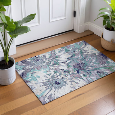 Tapis floral intérieur / extérieur lavable à la machine Molewski ACN2340