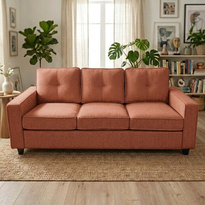 Plush Chenille Three Seater Sofa with Removable Cushions for Comfortable Living Room Seating and Easy Maintenance.