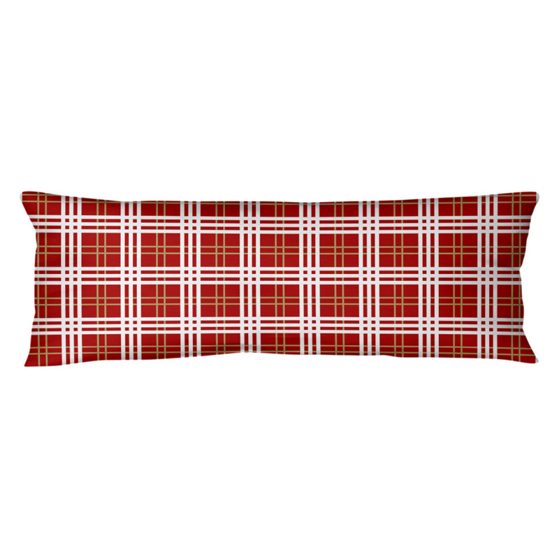 Polyester Medium Pillow, Red/Gold/White, Plush Fleece
