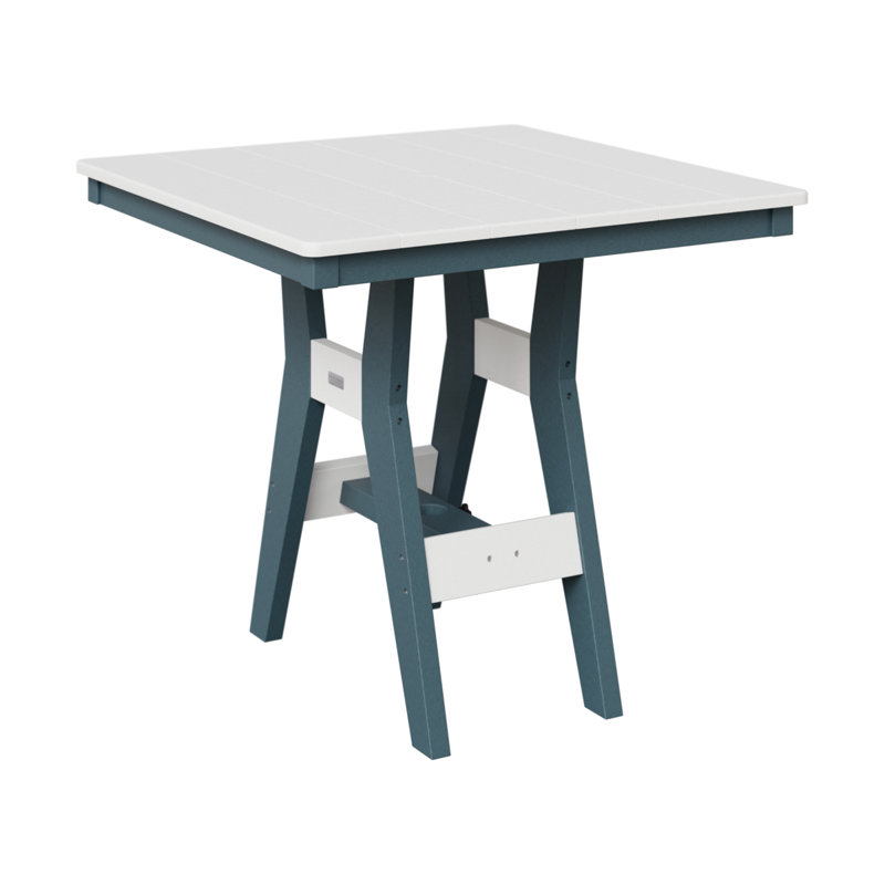 Berlin Gardens Harbour 33″ Square Dining Table, 30.37" H x 33" W x 33" D, Slate, White