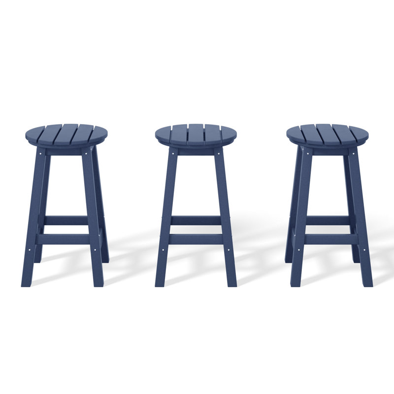 Tabouret de comptoir rond 24 po Laguna (ensemble de 3), Bleu marine