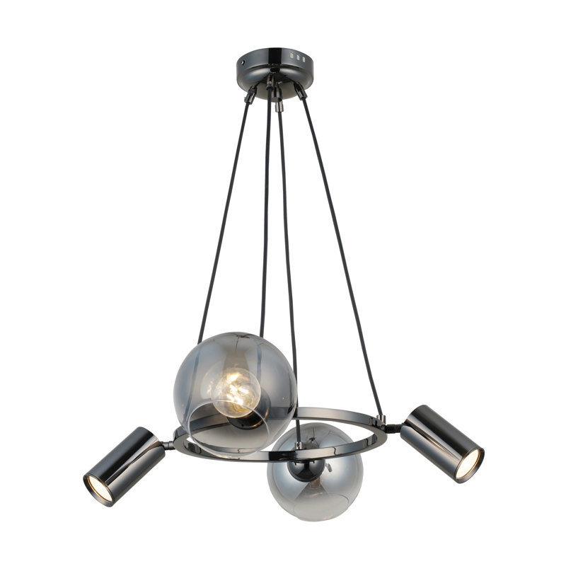 Elegant Antique Lacquer Chandelier, Metal Body, Adjustable Height 11.8 - 43.3 inches | Base Plate: 4.5 x 4.5 x 1.2 inches | 4 Sockets (2 x E27 Max 40W & 2 x GU10 Max 5W) | Stylish Lighting for Home Décor & Dining Areas