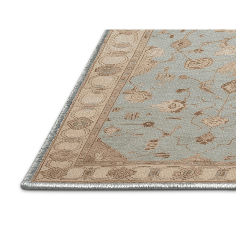 Tapis turc beige lavable à la machine, Rond 8 pi