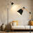 Farmhouse Floor Lamp With Adjustable Height, Rustic Wood And Metal Standing Lamp With Included 5W LED Bulb And Foot Switch For Living Room, Bedroom, Office