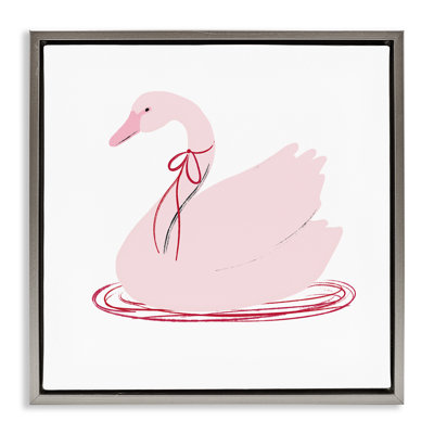 Pink Swan with Bow Floating Frame, design by Lucille Price