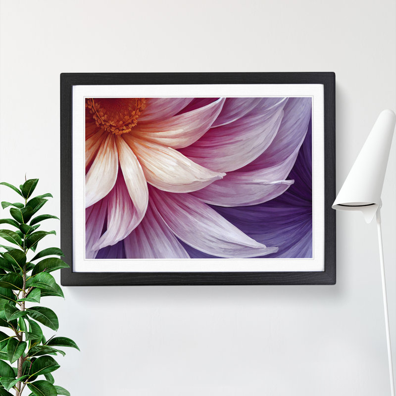 Flower Abstract - Single Picture Frame Painting, Black Framed, 46cm H x 64cm W x 2cm D