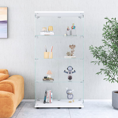 Vitrine blanche à 4 tablettes pour salon Living Room