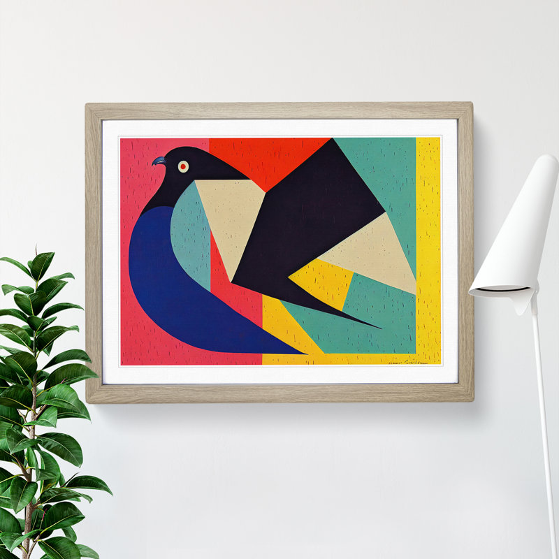 Abstract Pigeon Bird Vol.4 - Framed Print, 34cm H x 46cm W x 2cm D, Oak